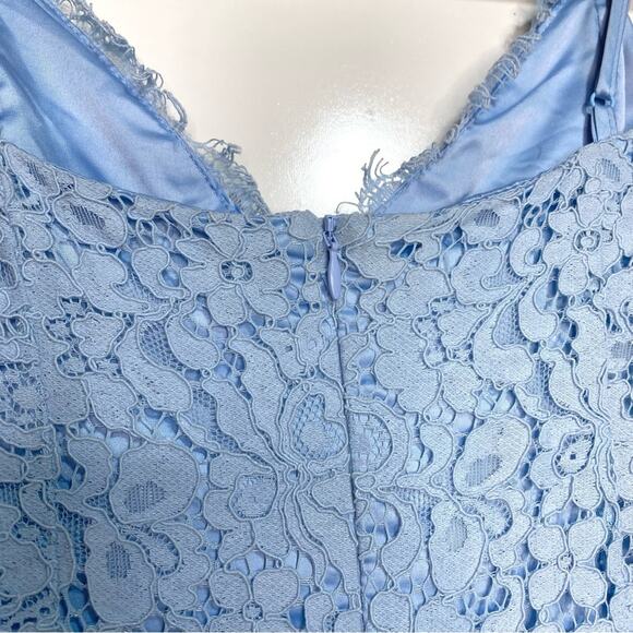 Bardot Karlie Cold Shoulder Blue Lace Midi Cocktail Dress - Picture 10 of 12